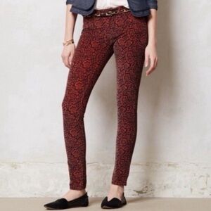 Pilcro & The Letterpress Anthropologie Black & Orange Pattern Skinny Pants - 28
